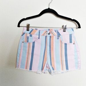 Wild Fable Pastel Striped High Rise Raw Hem Shorts Size 2